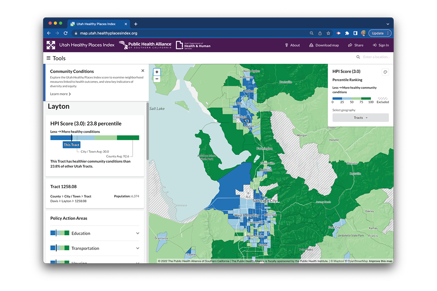 Featured image for “Map of the Month: Utah Healthy Places Index”