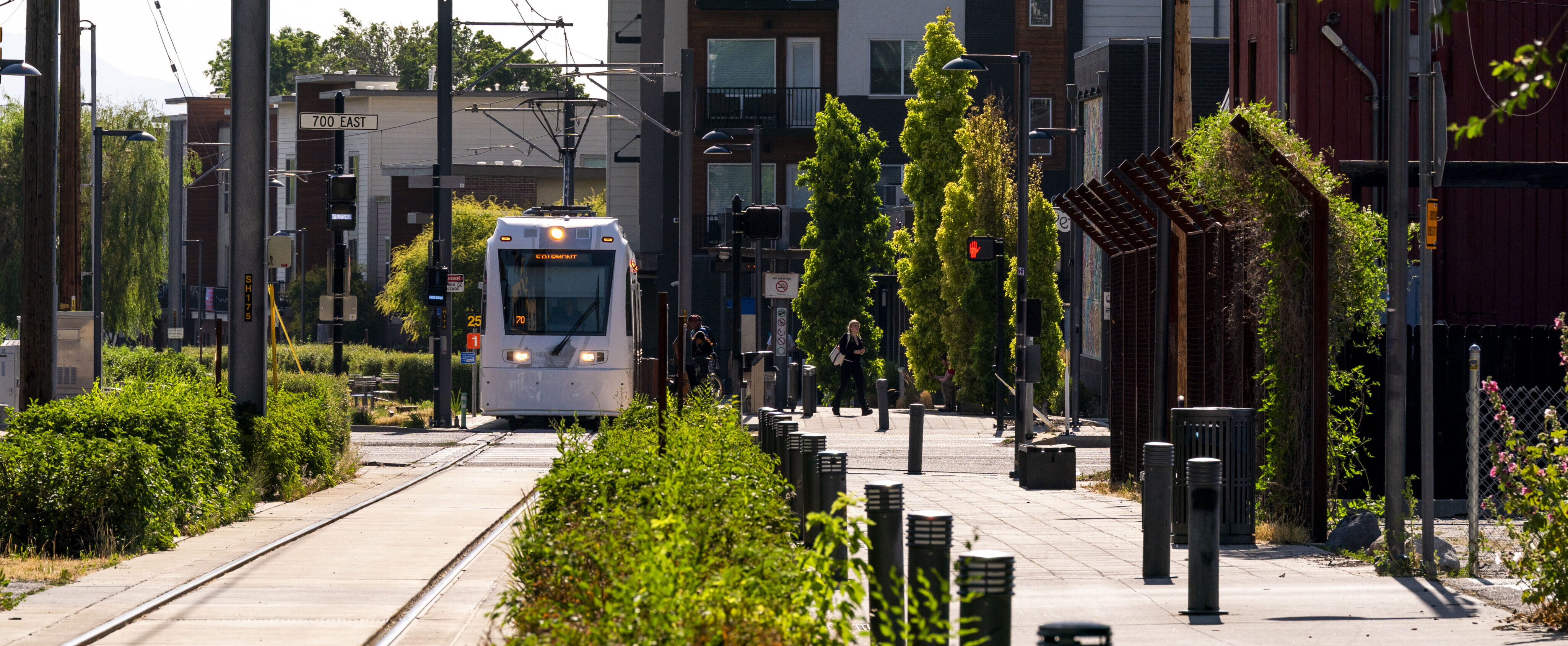 Sugarhouse S-Line on track near development on 700 East in Salt Lake City Utah